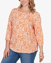 Ruby Rd. Plus Seashell Patchwork Knit Top