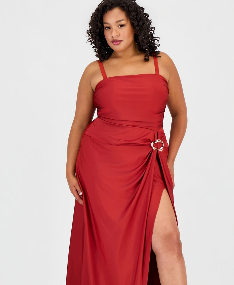 Seni & Cade Trendy Plus Ruched Sleeveless Gown