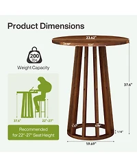 Tribesigns 37.6 inch H Round Bar Table, Farmhouse Wooden Bistro Pub Table with Solid Wood Legs