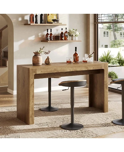 Tribesigns 63" Long Bar Table, Counter Height Pub Dining Table for 4-6, Modern Home Bar Unit