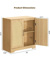 gaomon Modern Console Table Storage with 2 Rattan Doors Shelves