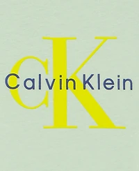 Calvin Klein Toddler and Little Boys' 2T-7 Relaxed Monogram T-Shirt Natural Denim Shorts, 2-Piece Set