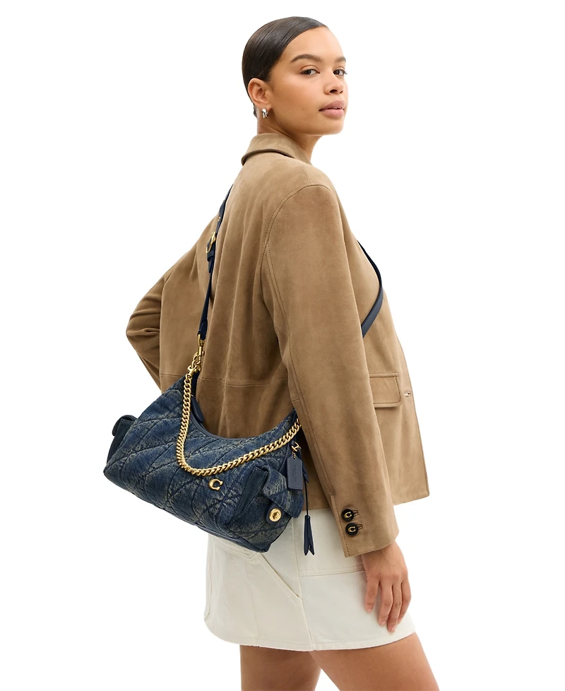 Coach Juliet Soft Quilted Denim Pocket Medium Shoulder Bag