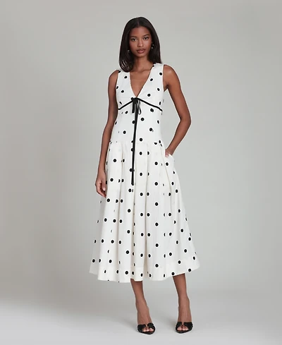 Avec Les Filles Women's Sleeveless V-Neck Midi Dress