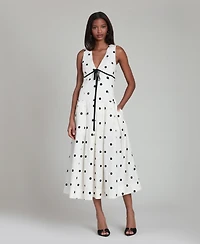 Avec Les Filles Women's Sleeveless V-Neck Midi Dress