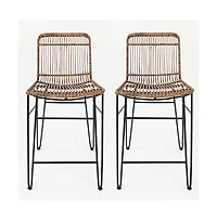 Jofran Weaver Hairpin Modern Global Rattan Counter Barstool (Set of 2)