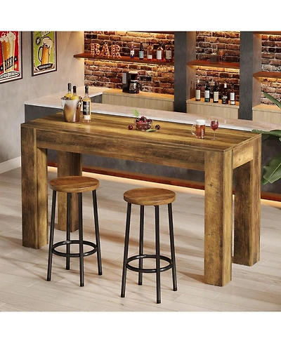 Tribesigns 63" Long Bar Table, Pub Table for Kitchen, Home Bar & Living Room