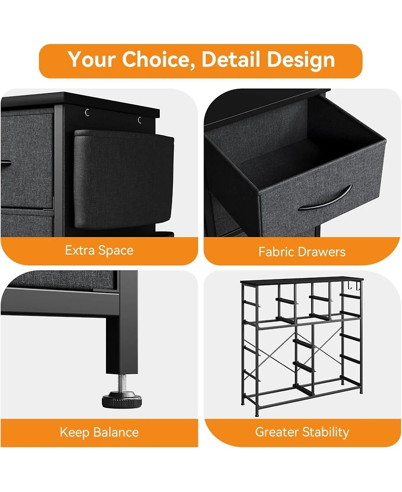 gaomon 12 Drawer Dresser with Fabric Bins,Fabric Storage Tower,Closet Organizers and Storage for Bedroom,Hallway&Entryway,Wood Top Chest of Drawers