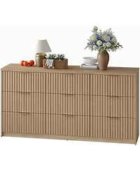 gaomon Drawer Fluted Wood Dresser, Large Storage Chest for Bedroom, Living Room