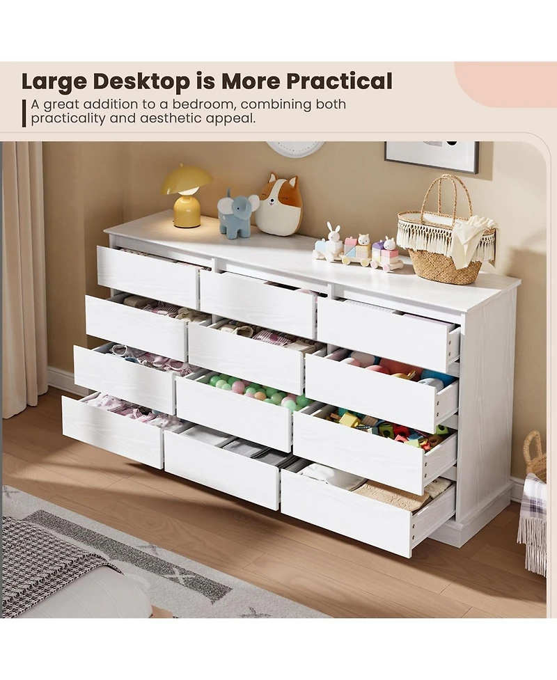 gaomon 12 Drawer Dresser Large Double Chest with Deep Drawers