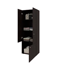 flynama Stained Walnut Tolleson 3-Door Tall Wardrobe Armoire 4 Shelves Hanging Rod Freestanding Storage