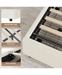 gaomon Queen Size Bed Frame with Storage Drawers, Upholstered Boucle Platform, Round Headboard, Heavy-Duty, Noise-Free, No Box Spring