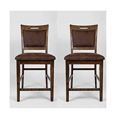 Jofran Industrial Nailhead Trim Upholstered Back Counter Stool (Set of 2)