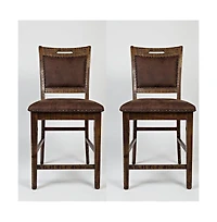 Jofran Industrial Nailhead Trim Upholstered Back Counter Stool (Set of 2)