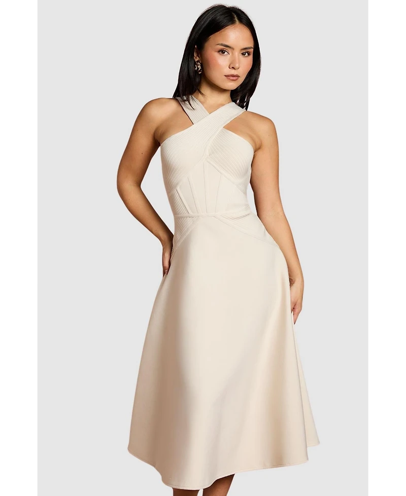 Coast Women's Petite Bandage Cross Neck Midi Dress