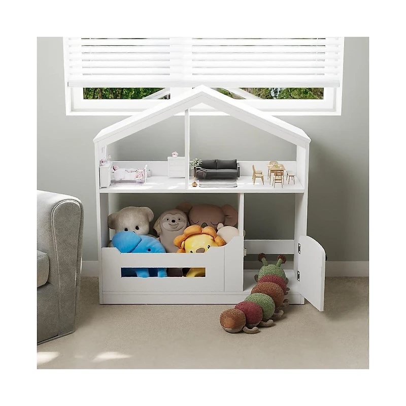 gaomon 2-Tier Kids Bookshelf & Toy Storage with Motion Sensor Light, 36.6" Wide Wooden Bookcase for Nursery or Playroom
