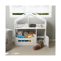 gaomon 2-Tier Kids Bookshelf & Toy Storage with Motion Sensor Light, 36.6" Wide Wooden Bookcase for Nursery or Playroom