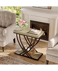 Tribesigns Side Table, 2-Tier Narrow End Table for Living Room, Industrial Nightstand with Metal Frame, Small Bedside Tables