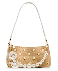 Betsey Johnson Raffia Cultured Pearl Small Shoulder Bag