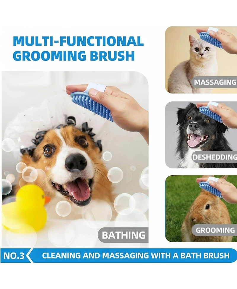 Aronkl Pet Bath Kit: Slicker Brush, Shampoo Glove, Towel