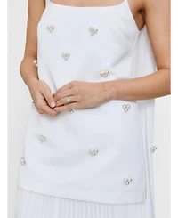 Six Stories Women's Embellished Pearl Strappy Maxi Dress