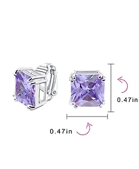 Bling Jewelry 12MM Princess Cut Cubic Zirconia Cz Solitaire Statement Clip On Stud Earrings Non Pierced
