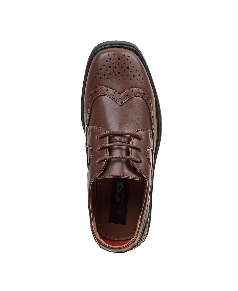 Josmo Little Boys Wing Tip Slip On Dress Shoes for Classic Formal Comfort Style with Lace Up Closure