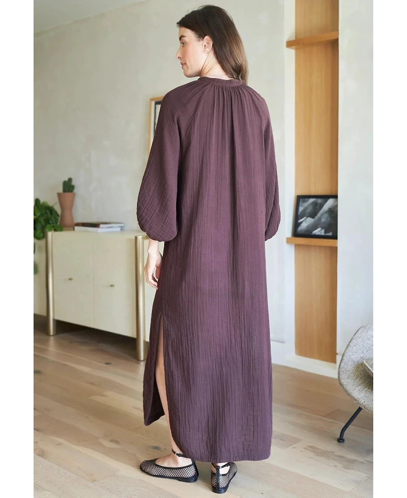 Ocean+Main Women's Ocean+Main Avery Long Tie Neck Dress Gauze Caftan