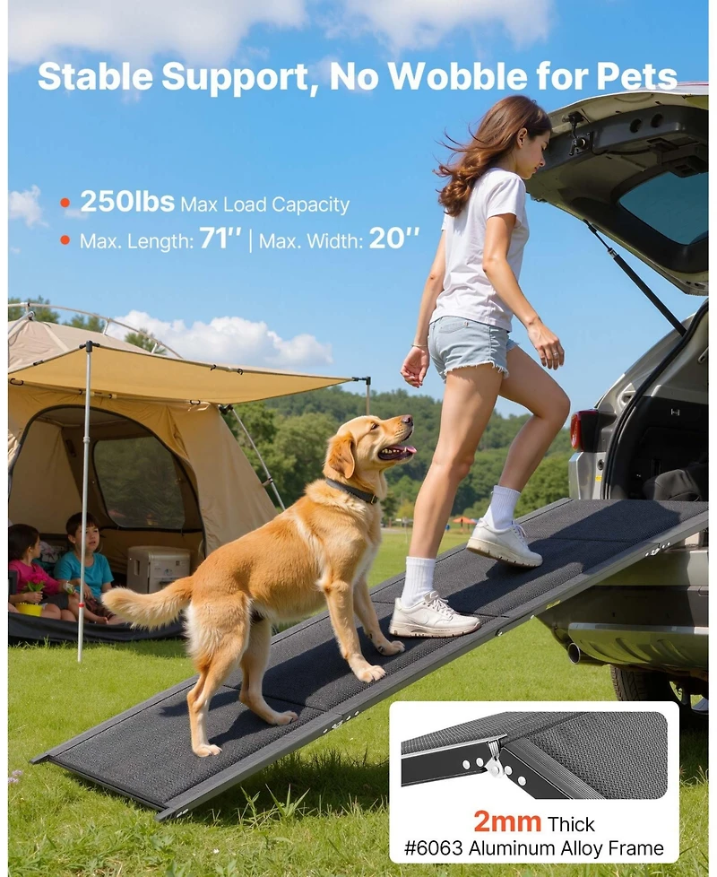 Cozito 71" Folding Dog Ramp 20" Wide, Non-Slip Surface, Supports up to 250 lbs