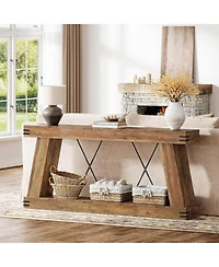 Tribesigns Long Farmhouse Console Table, Industrial Rustic Entryway Furniture for Hallway, Entry, Living Room