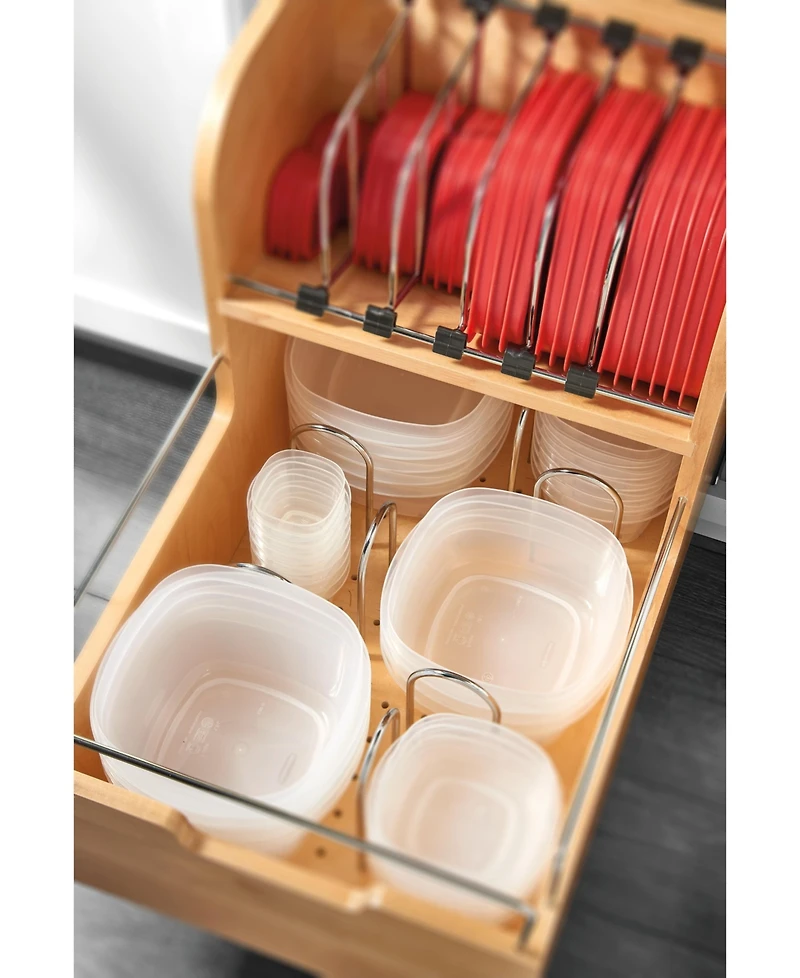 Rev-a-Shelf Food Storage Container Organizer w/ Soft-close, Natural, 4FSCO-18SC-1