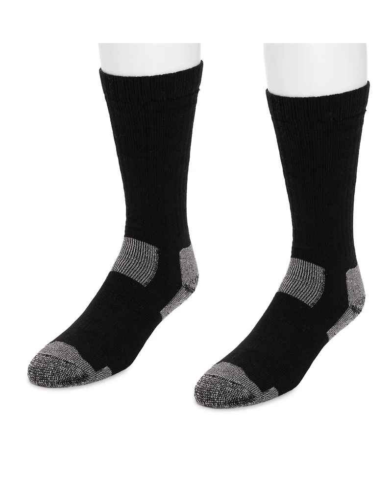 Muk Luks Men's Work Wear Steel Toe Crew Socks, 2 Pair Pack