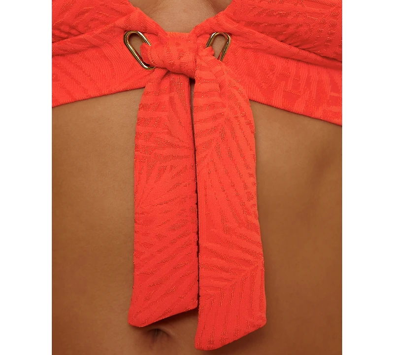 Trina Turk Women's Oasis Textured Grommet Front Halter Neck Swim Top