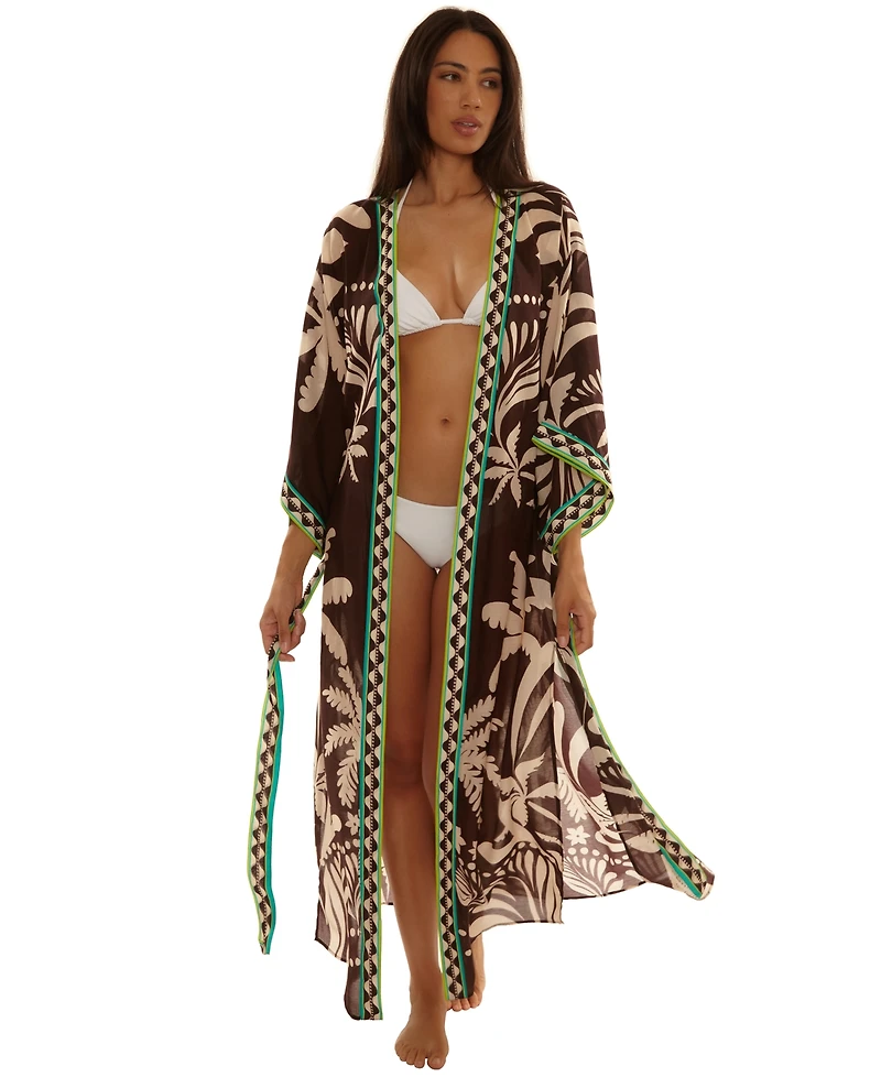 Trina Turk Women's V-Neck Kimono Maxi Duster Cover Up
