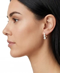 Macy's Cultured Freshwater Pearl (4-5mm) Hoop Earrings in 14k Gold-Plated Sterling Silver