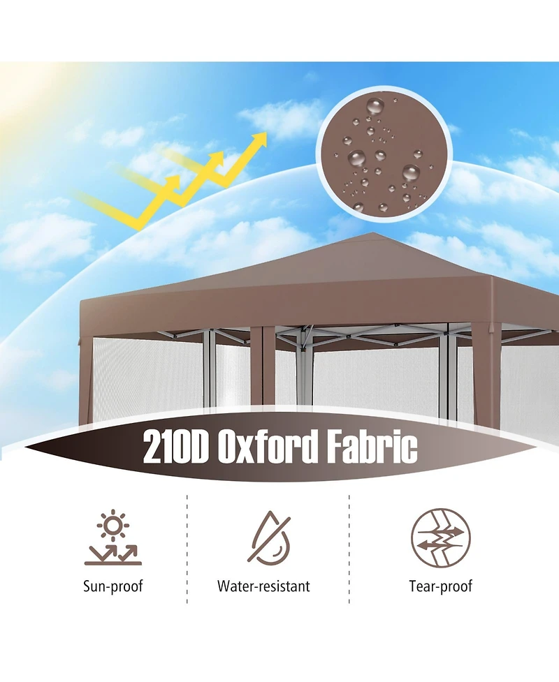 Mecale 10x10 ft Pop-Up Canopy Tent with Mesh Netting, Instant Setup