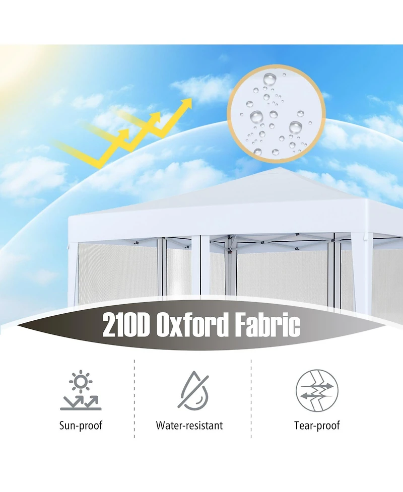 Mecale 10x10 ft Pop-Up Canopy Tent with Mesh Netting, Instant Setup