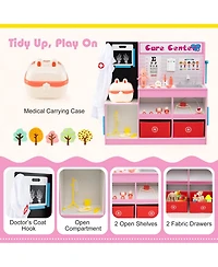 Mecale Play Doctor s Office Wooden Medical Center Toy Set with Exam Area for Kids