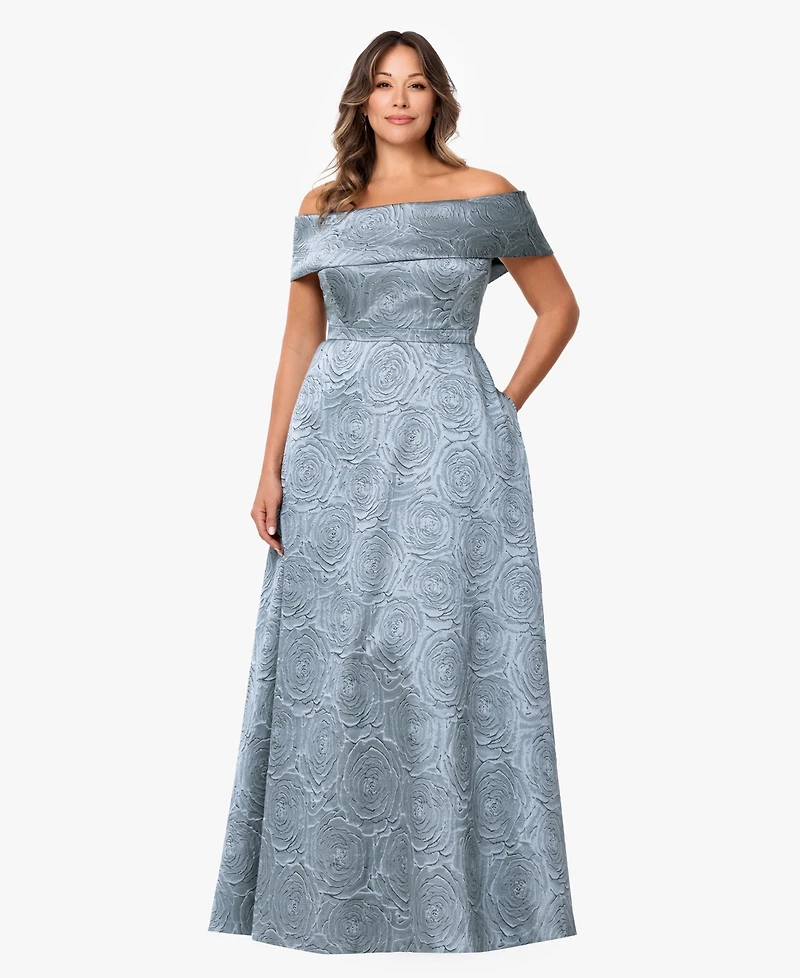 Xscape Plus Off-The-Shoulder A-Line Gown