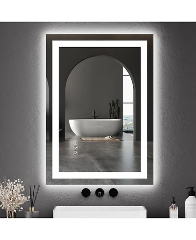 Homfan Led Bathroom Mirror 2028 Wall-Mounted Vanity Mirrors Stepless Dimmable Wall Mirrors, Backlit + Front Lit, Memory Function, Waterproof