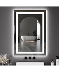 Homfan Led Bathroom Mirror 2028 Wall-Mounted Vanity Mirrors Stepless Dimmable Wall Mirrors, Backlit + Front Lit, Memory Function, Waterproof