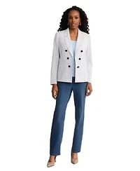 Jones New York Womens Notch Collar Linen Blend Jacket