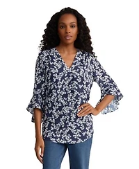 Jones New York Womens V Neck Flutter Sleeve Top