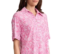 Jones New York Women's Elbow Roll Cuff Polo Collar Top