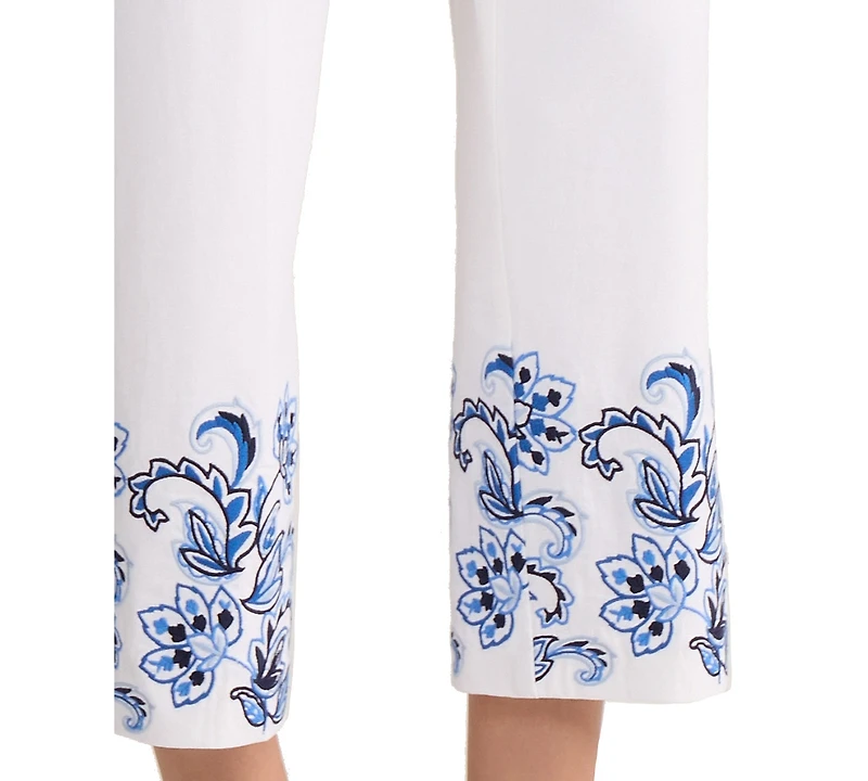 Jones New York Women's Embroidered Crop Pants
