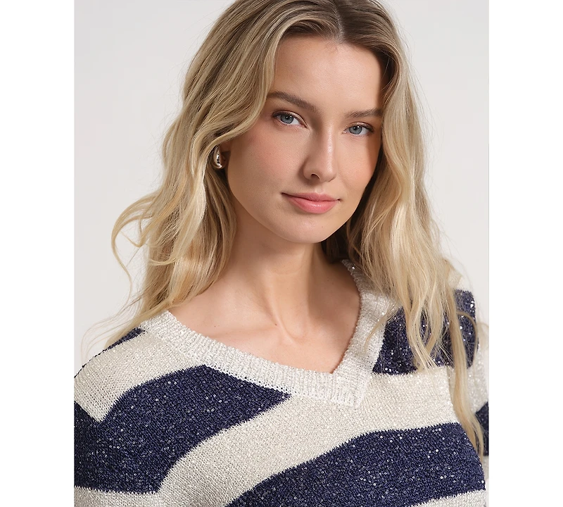 Isaac Mizrahi Women's Long-Sleeve V-Neck Knitted Sweater