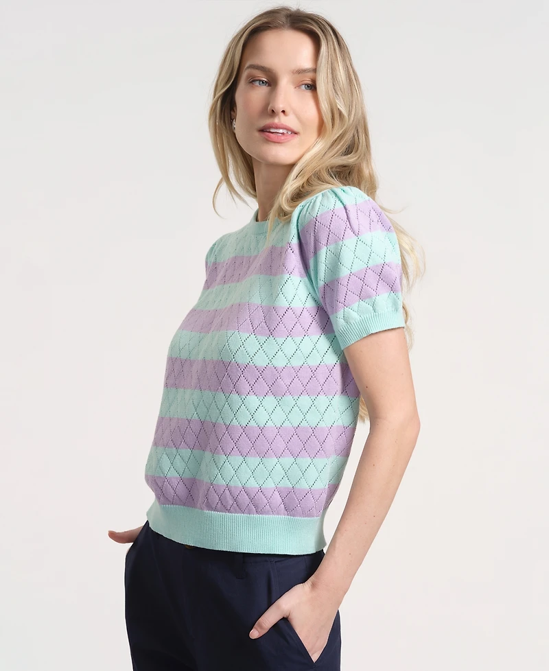 Isaac Mizrahi Women's Balloon Short-Sleeve Knitted Sweater