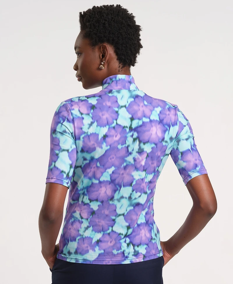 Isaac Mizrahi Women's Short-Sleeve Turtle Neck Knitted Top