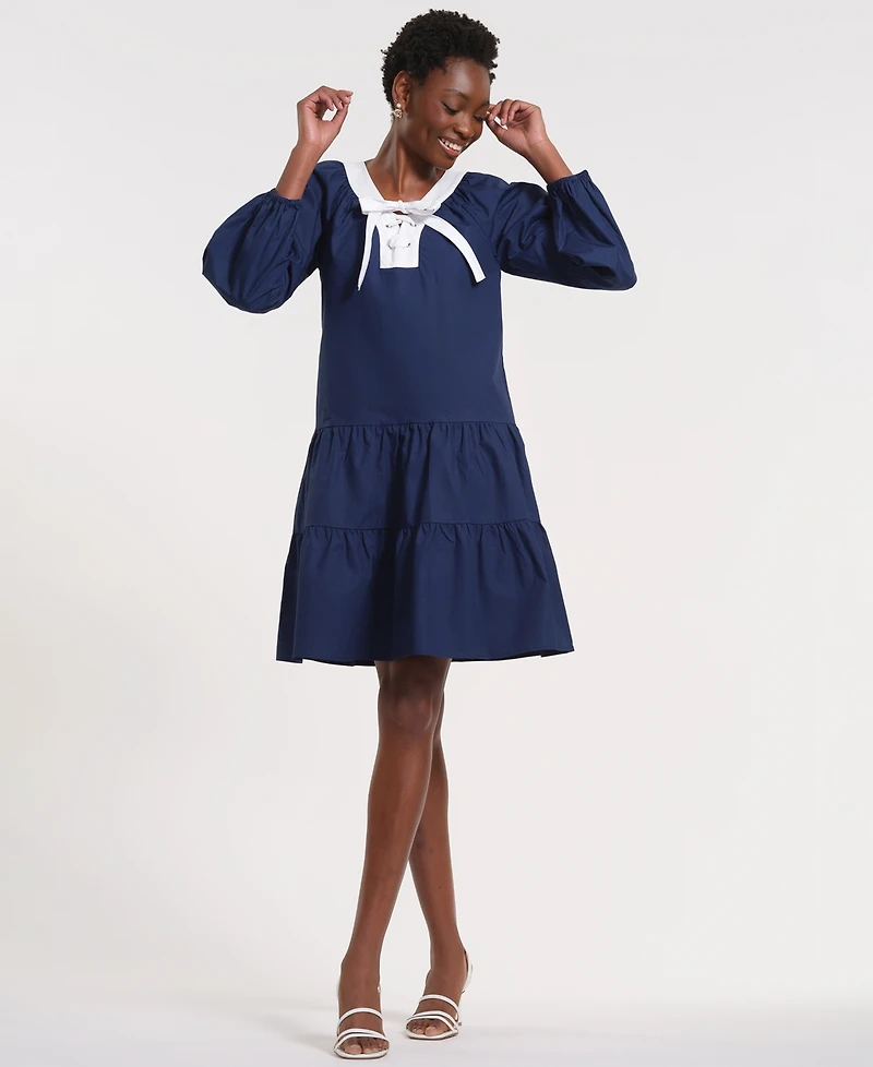 Isaac Mizrahi Women's Long-Sleeve Tiered Midi Dress