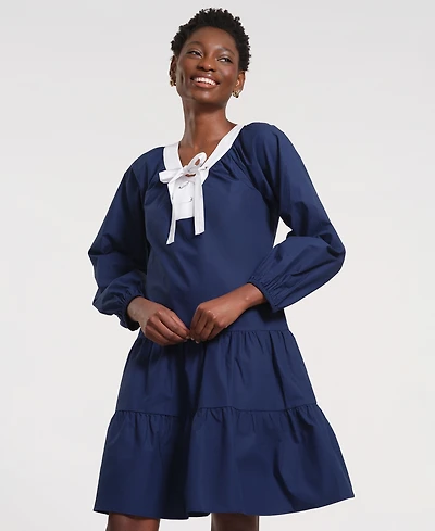 Isaac Mizrahi Women's Long-Sleeve Tiered Midi Dress